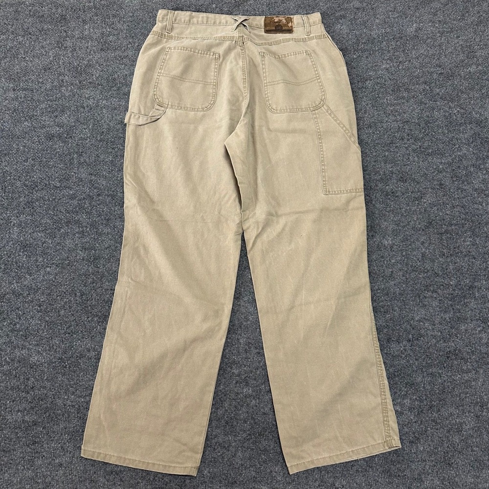 St. John's Bay Carpenter Pants Womens Size 14 Beige Tan Cotton Canvas Utility